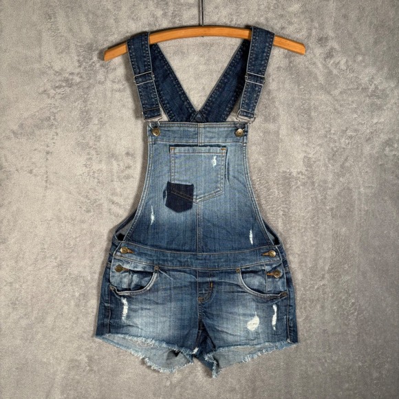 Guess Jeans Pants - Vintage Guess Jeans Size S Denim Shorts Overalls Jumpsuit Blue Distressed Frayed
